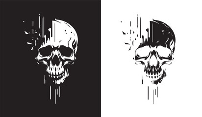 Skull head vector illustration on a white background. Scary human skull. Vector illustration. - obrazy, fototapety, plakaty
