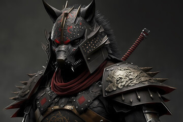 A samurai wolf with a sword, Generative AI