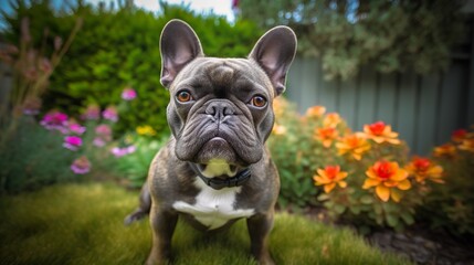 Frenchie in the garden