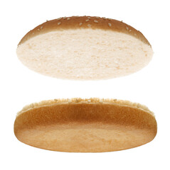 Bułka do hamburgera izolowana na białym tle. Kolekcja.