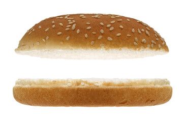 Bułka do hamburgera izolowana na białym tle. Kolekcja. - obrazy, fototapety, plakaty