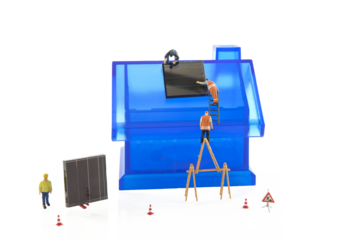 installation of solar panels on roof on trasnparent background png file