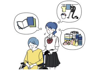 家事と介護に疲れる女子高校生 © matsurinui