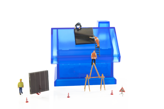 installation of solar panels on roof on trasnparent background png file