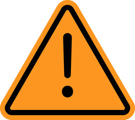Warning triangle icon. Orange caution warn in png. Warning sign with exclamation mark. Alert warn in triangle. Road sign alert.
