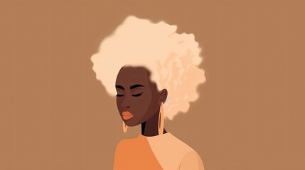 African woman with blonde afro hair. Generative AI