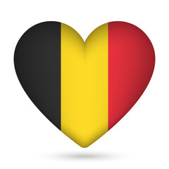 Belgium flag in heart shape. Vector illustration.