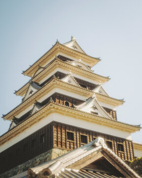 View of Ozu castle during koyo season, Ozu, Ehime, Shikoku, Japan.