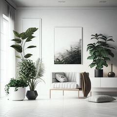 minimalist and elegant room decorated with plants