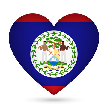 recommend clip art: Belize flag in heart shape. Vector illustration.