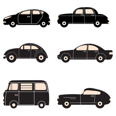 car silhouette set on white background, vector