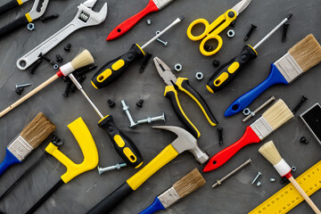 Construction tools set equipment. House improvement concept