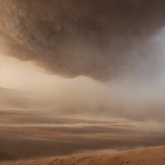 Naklejka na ściany i meble dust sand storm on desert, generative art by A.I.