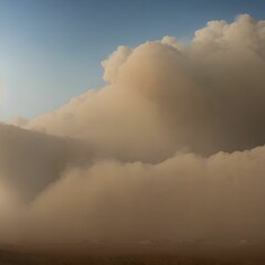 Obraz premium dust sand storm on desert, generative art by A.I.