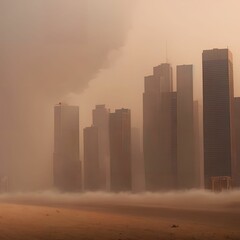 dust sand storm with city building, generative art by A.I.