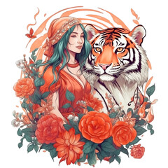 Obraz premium Beautiful Tiger Goddess Bundle