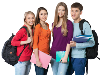 Group of students  isolated over a white background