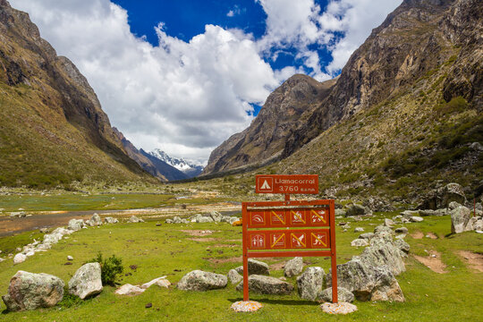 Camping area Llamacorral on Santa Cruz trek, Cordillera Blanca, near Caraz, Peru