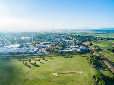 recreational area sports park beside footpath Ryan avenue and town shopping centre
