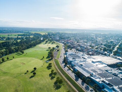 recreational area sports park beside footpath Ryan avenue and town shopping centre