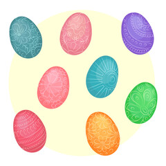 Happy Easter. Colored vector Easter eggs. Set of Easter eggs to create banners, cards or posters