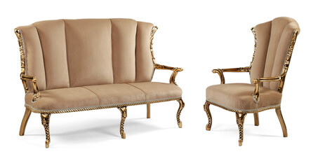 Classic furniture set isolated on white background