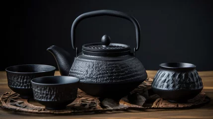 Foto op Aluminium Black iron asian tea set Generative AI. © Aiakos