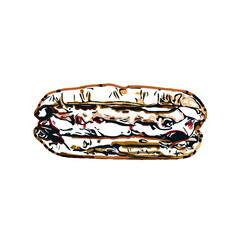 Hotdog color sketch with transparent background