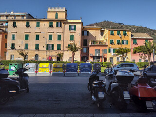 Obraz premium waste management in a European city, Recycle bins, Genova, Italy, Corsa Italia