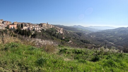 Fototapeta na wymiar Panoramic view of Civitacampomarano, a town of Molise in the province of Campobasso, Italy.