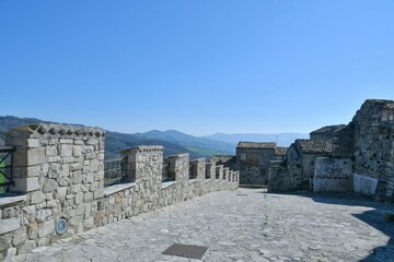 A narrow street among the old houses of Civitacampomarano, a historic town in the state of Molise...