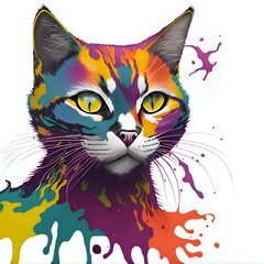 Cat with paint splatter