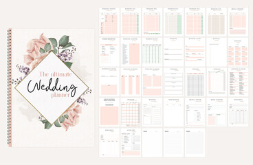 The Ultimate Wedding Planner, Wedding organizer templates, pages bundle with cover