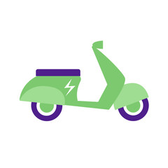 Electric scooter icon. Electro motorbike logo. Vehicle silhouette with lightning symbol