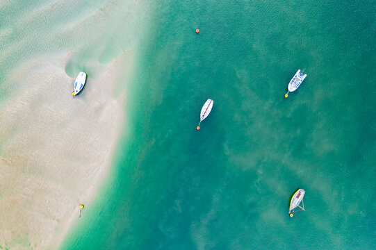 Aerial image of boats in the Camel Estuary near Rock, Cornwall