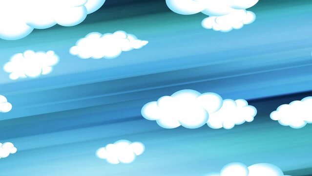 Day clouds with speed effect seamless loop. Cartoon animation good for background. 