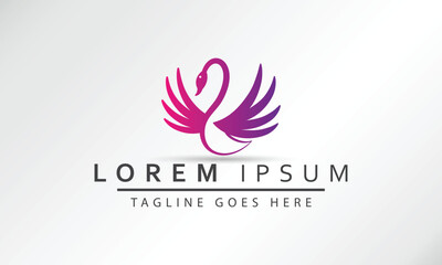 Simple gradient color swan logo design template