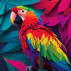 Obraz premium bright parrot macaw Generative AI