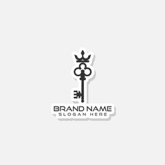 Royal king key crown logo icon sticker