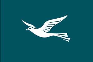 Obraz premium Bird Logo: A Simple and Elegant Design on a Blue Background, Bird symbol of peace and freedom in simple linear style. Concept for national labor movement icon. Editable stroke. Doodle outline vector 