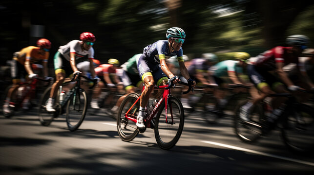 A cyclist competing in a professional race. Generative AI.