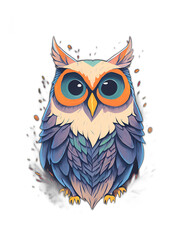 owl on a branch illustration for T-Shirt