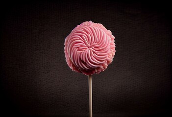 Sweet pink lollipop on stick. Generative AI