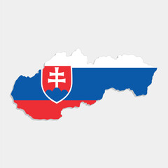 slovakia map with flag on gray background