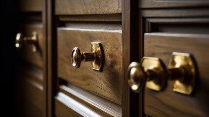 home interior detail design brass cabinet handle knob home interior element closeup daylight, image ai generate