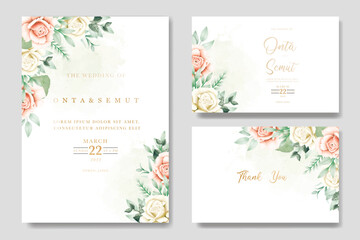 Fototapeta na wymiar Beautiful floral roses wedding invitation card 