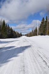 Fototapeta na wymiar A country road in winter, Sainte-Apolline, Québec ,Canada