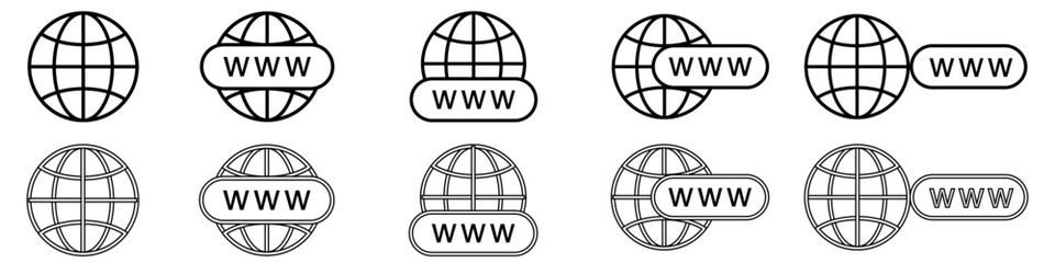 Www big set of vector icons. Website icons. Internet site or internet flat linear vector icon. Www linear vector icons. Icons for websites on white background vector on eps10 graphic