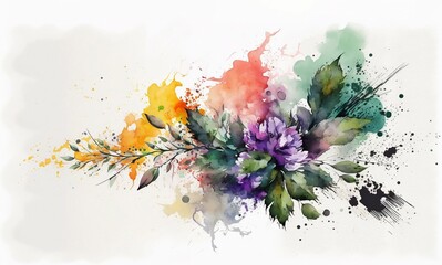 A colorful floral watercolor abstract painting, generative AI