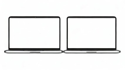High-quality front view mockup of modern laptops on a white background. 